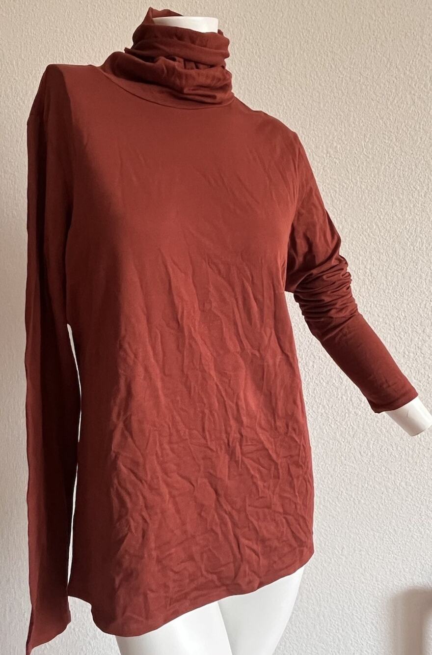 Peruvian Connection Extreme T-Neck Pima Cotton Lycra Turtleneck Rust Red